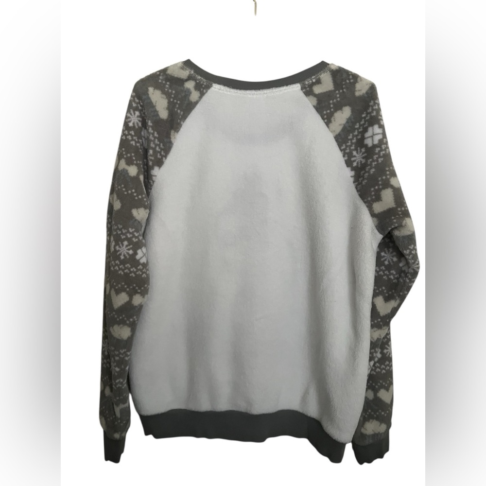 Disney Fleece Sweatshirt Women’s L Long Sleeve Gray/White Pullover Round Neck - Picture 3 of 12